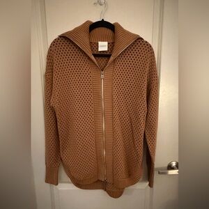 Varley Brown Zip-Up Sweater